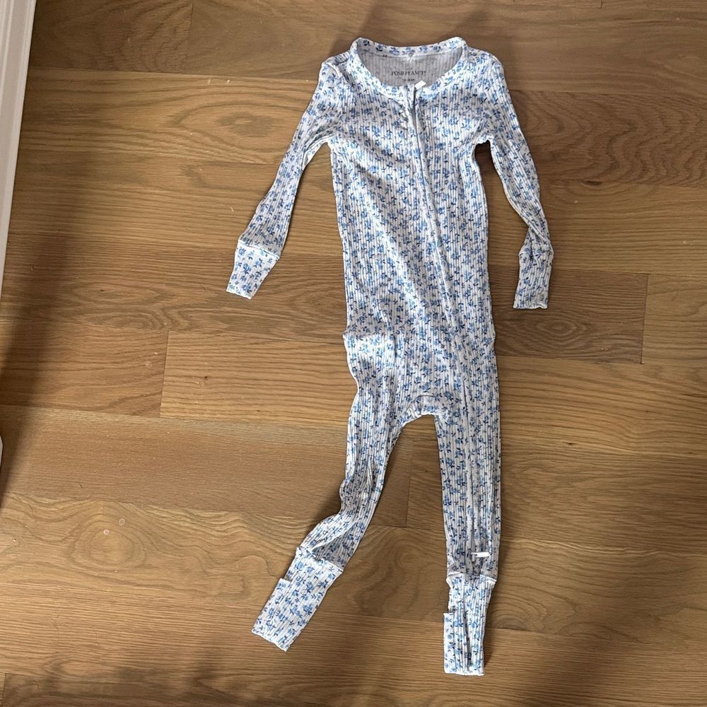 Posh Peanut Blue Floral Kids Footie
